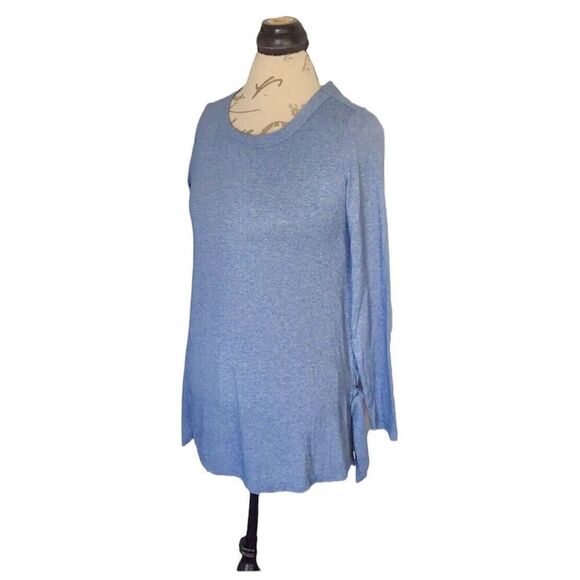 Soft Surroundings Blouse Size XS 2-4 Blue Tie The Knot Tunic Long Sleeve Yoga - Picture 3 of 12